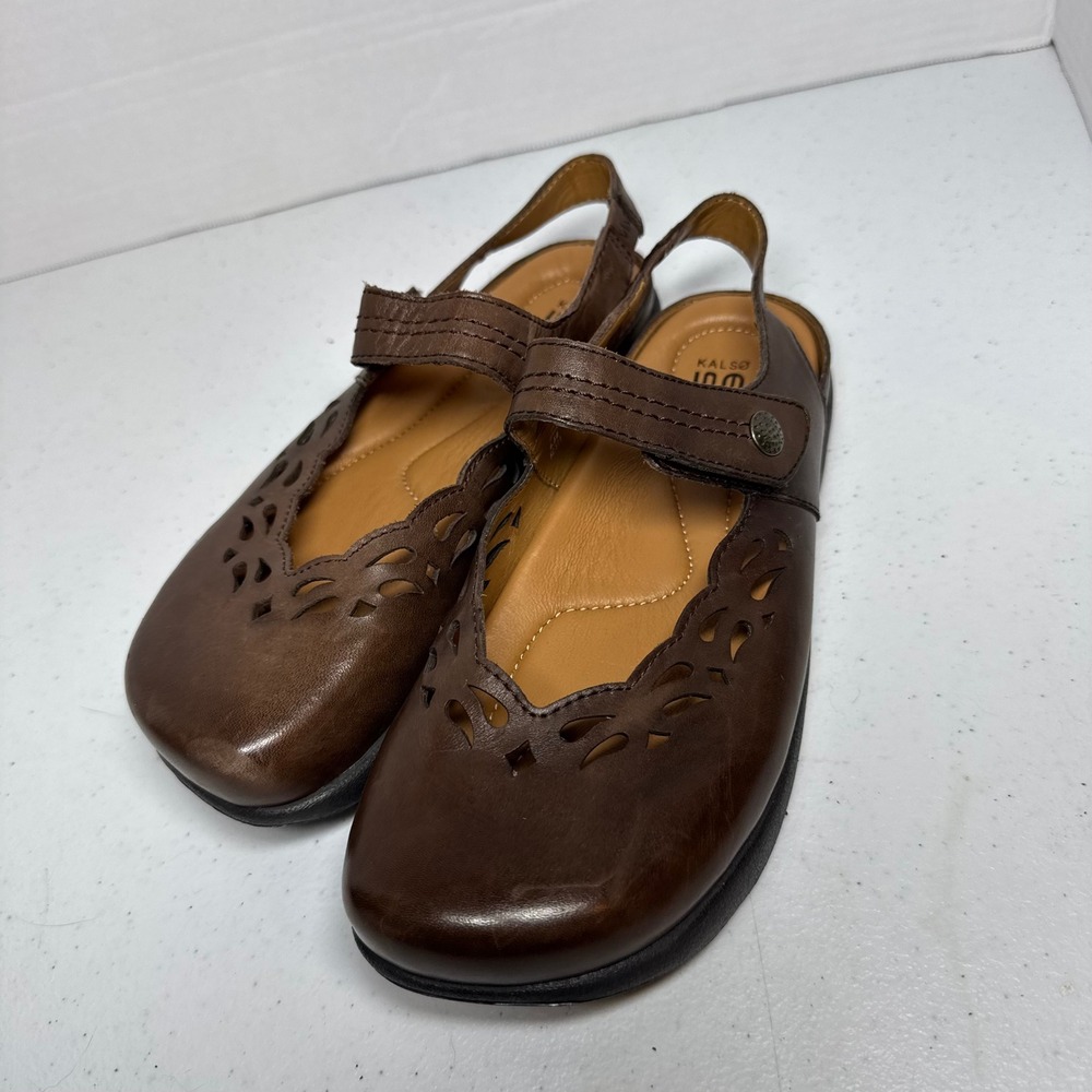 Earth Shoe Kalso Move Bark Leather Mary Jane Flats Women Sz 6.5‎ Retired Granola
